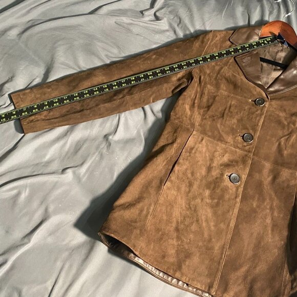 Brooks Brothers 346 Women's Blazer Jacket Size 6 Brown Suede Leather Button Up - Picture 9 of 16